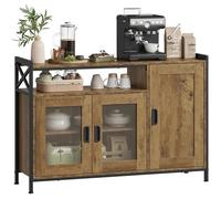 WOLTU Buffet de Cuisine à 3 Portes,Meuble de Rangement,pour Cuisine,Salon,Entrée, 110x33x75 cm,en Bois + Métal,Chêne Brun