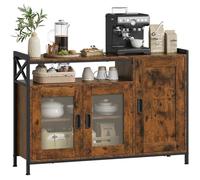 WOLTU Buffet de Cuisine à 3 Portes,Meuble de Rangement,pour Cuisine,Salon,Entrée, 110x33x75 cm,en Bois + Métal,Marron Rustique