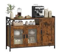 WOLTU Buffet de Cuisine, Meuble de Rangement avec 3 Portes, Compartiment Ouvert et Étagères Réglables, 110 x 33 x 75 cm, Bois + Métal, pour Cuisine, Salle à Manger, Salon, Entrée, Marron Rustique