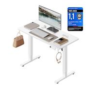 WOLTU Bureau Assis Debout,Bureau Réglable en Hauteur Électrique,avec 3 Hauteurs de Mémoire, Réglage en Continu,100x48x118 cm,Blanc