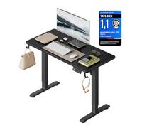 WOLTU Bureau Assis Debout Électrique, Réglable en Hauteur, 100x48, Noir | Hauteur Réglable 72-118 cm, 3 Positions Mémoire, Réglage en Continu, 2 Crochets, pour Bureau et Ordinateur