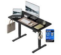 WOLTU Bureau Assis Debout Électrique, Réglable en Hauteur, 120x60, Noir | Hauteur Réglable 72-118 cm, 3 Positions Mémoire, Réglage en Continu, 2 Crochets, pour Bureau et Ordinateur