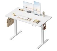 WOLTU Bureau Assis Debout Électrique, Réglable en Hauteur, 140x60, Blanc | Hauteur Réglable 72-118 cm, 3 Positions Mémoire, Réglage en Continu, 2 Crochets, pour Bureau et Ordinateur