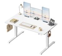 WOLTU Bureau Assis Debout Électrique, Réglable en Hauteur, 160x75, Blanc | Hauteur Réglable 72-118 cm, 3 Positions Mémoire, Réglage en Continu, 2 Crochets, pour Bureau et Ordinateur