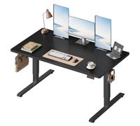WOLTU Bureau Assis Debout Électrique, Réglable en Hauteur, 160x75, Noir | Hauteur Réglable 72-118 cm, 3 Positions Mémoire, Réglage en Continu, 2 Crochets, pour Bureau et Ordinateur