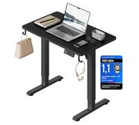 WOLTU Bureau Assis Debout Électrique, Réglable en Hauteur, 80x48, Noir | Hauteur Réglable 72-118 cm, 3 Positions Mémoire, Réglage en Continu, 2 Crochets, pour Bureau et Ordinateur