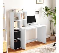WOLTU Bureau avec Rangement et Etagere, Table Bureau Blanc pour Études et Chambre Ado, 140x50x134 cm