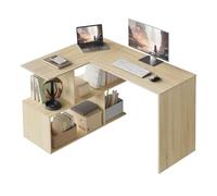 WOLTU Bureau d'angle avec Rangement, 120x100cm, Table d'Ordinateur en L avec Étagères Ouvertes, Chêne Clair