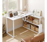 Bureau en L 120x100x74cm - WOLTU Table PC - Étagère Tournante - Chambre/Salon/Bureau - Blanc