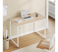 WOLTU Bureau d'Ordinateur, Table Informatique, 100x50x75 cm, Chêne Clair | avec Cadre en Métal, pour Bureau, Salon, Chambre, en Bois d'Ingénierie