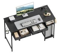 WOLTU Bureau Gaming avec Prises, Bureau d'Ordinateur avec Rangement, Noir | Prises USB et Type-C, 2 Tiroirs et 2 Étagères, Porte-gobelet et Crochet, 120x51x75 cm