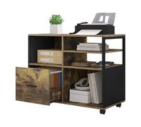 WOLTU Caisson Bureau, Meuble Rangement Mobile, Noir et Marron Rustique
