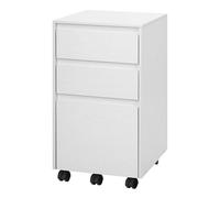 WOLTU Caisson Bureau Mobile, Meuble Rangement, Caisson de Bureau sur roulettes, Rangement Documents avec 3 Tiroirs,Blanc et Noir, 40x40x71.5cm