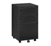 WOLTU Caisson Bureau Mobile, Meuble Rangement, Caisson de Bureau sur roulettes, Rangement Documents avec 3 Tiroirs, Noir, 40x40x71.5cm
