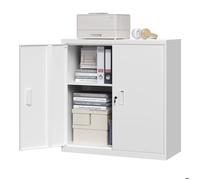 WOLTU Caisson Bureau Verrouillable, Armoire Bureau Métallique, avec Étagère Réglable, 90x40x92cm, Blanc W0ATT0939