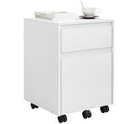WOLTU Caisson de Bureau avec 2 Tiroirs, Armoire à Dossiers sur roulettes, Meuble de Rangement pour Documents A4, en Bois d'ingénieur PB, Blanc, 40x40x56cm,ASK11ws