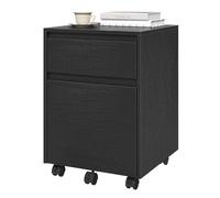 WOLTU Caisson de Bureau avec 2 Tiroirs, Armoire à Dossiers sur Roulettes, Meuble de Rangement pour Documents A4, en Bois d'Ingénierie PB Noir, 40x40x56cm