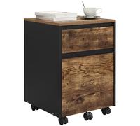 WOLTU Caisson de Bureau avec 2 Tiroirs, Effet Bois Vintageair, 40x40x56cm | Armoire à Dossiers sur Roulettes, Meuble de Rangement pour Documents A4