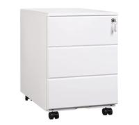WOLTU Caisson de Bureau, Caisson de Rangement avec Serrures et roulettes, pour Bureau Studio, en Métal avec 3 Tiroirs pour Dossiers, Blanc SK024ws
