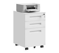 WOLTU Caisson de Bureau, Caisson de Rangement avec Serrures et roulettes pour Bureau Studio, en Métal avec 3 Tiroirs pour Dossiers, Blanc SK023ws