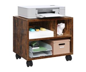 WOLTU Caisson de Bureau sur roulettes - Support d'Imprimante Mobile - 40x30x35 cm - Marron Rustique