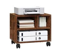 WOLTU Caisson de Bureau sur roulettes, Support d'Imprimante Mobile | avec 3 Compartiments Ouverts, 40x30x35 cm, Marron Rustique