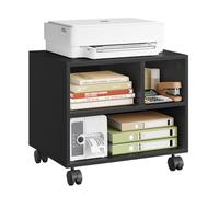 WOLTU Caisson de Bureau sur roulettes, Support d'Imprimante Mobile | avec 3 Compartiments Ouverts, 40x30x35 cm, Noir