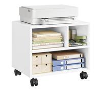 WOLTU Caisson de Bureau sur roulettes, Support d'Imprimante Mobile, Chariot Amovible pour Dossiers, Meuble de Rangement avec 3 Compartiments Ouverts, 40x30x35 cm, Blanc, ASK06ws