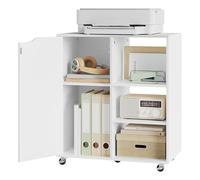 WOLTU Caisson sur roulettes, Support Imprimante, Blanc,60x35x70 cm
