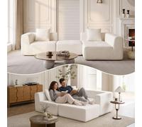 WOLTU Canapé d'Angle en L, Canapé 3 Places Modulable, en Chenille | Design Convertible, avec Repose-pieds Amovible, Compressé sans Montage, sans Armature, 273*100*64 cm, Beige