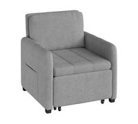 WOLTU Canapé Lit 3-en-1, Fauteuil Convertible avec Dossier Inclinable en 5 Positions, Canapé Pliable pour Les Petits Espaces, Tissu Éponge Respirant, Gris Clair