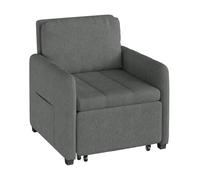 WOLTU Canapé Lit 3-en-1, Fauteuil Convertible avec Dossier Inclinable en 5 Positions, Canapé Pliable pour Les Petits Espaces, Tissu Éponge Respirant, Gris Foncé