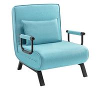WOLTU Canapé-Lit 3 en 1, Fauteuil Convertible avec Dossier Réglable en 5 Positions, Chaise Longue avec Coussin Amovible et Assise Rembourrée, 80x74x82 cm, Bleu