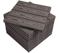 WOLTU Carrelage de sol Dalle WPC 30x30cm,pour jardin terrasse en composite bois-plastique,Café(22 pièces-2 m²)GTF002hco-2