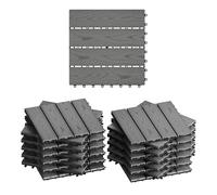 WOLTU Carrelage de sol Dalle WPC 30x30cm Revêtement pour jardin terrasse extèrieur en composite bois-plastique système plug-in, Gris Clair 22 pièces / 2 m²