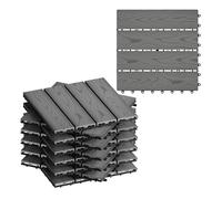 WOLTU Carrelage de sol Dalle WPC 30x30cm Revêtement pour jardin terrasse extèrieur en composite bois-plastique système plug-in, Gris Clair 11 pièces / 1 m²