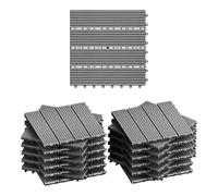 WOLTU WPC Carrelage de sol 30x30cm Revêtement de sol pour extèrieur en composite bois-plastique Jardin terrasse système plug-in, Gris Clair 22 pièces /2 m²
