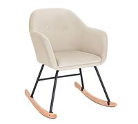 WOLTU Chaise à Bascule en Velours,Fauteuil Relax Fauteuil à Bascule Crème Blanc SKS16cm