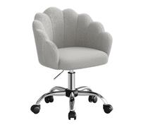 WOLTU Chaise Bureau, Chaise Coiffeuse, Design Pétale, Bouclette, Gris Clair | Dossier en Pétale, Ergonomique, Pivotant, Hauteur Réglable, Cadre en Métal, Reglable en hauteur, Pivotant à 360