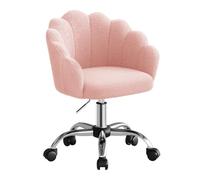 WOLTU Chaise Bureau, Chaise Coiffeuse, Design Pétale, Bouclette, Rose | Dossier en Pétale, Ergonomique, Pivotant, Hauteur Réglable, Cadre en Métal, Reglable en hauteur, Pivotant à 360