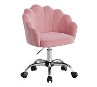 WOLTU Chaise Bureau, Chaise Coiffeuse, Design Pétale, Velours, Rose | Dossier en Pétale, Ergonomique, Pivotant, Hauteur Réglable, Cadre en Métal, Reglable en hauteur, Pivotant à 360
