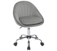 WOLTU Chaise de Bureau en Velours, Tabouret Coiffeuse Pivotante, Double Coussin, Réglable en Hauteur, Gris Clair W0ATT0802