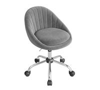 WOLTU Chaise Bureau, Chaise Coiffeuse Pivotante, Velours, Gris Clair | Siège Rembourré avec Double Coussin, Petite Chaise Confortable, Réglable en Hauteur, pour Bureau, Chambre