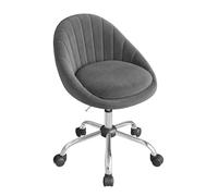 WOLTU Chaise Bureau, Chaise Coiffeuse Pivotante, Velours, Gris foncé | Siège Rembourré avec Double Coussin, Petite Chaise Confortable, Réglable en Hauteur, pour Bureau, Chambre