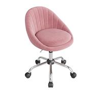 WOLTU Chaise Bureau, Chaise Coiffeuse Pivotante, Velours, Rose | Siège Rembourré avec Double Coussin, Petite Chaise Confortable, Réglable en Hauteur, pour Bureau, Chambre