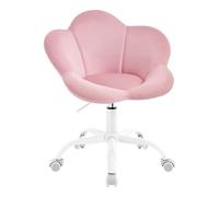 WOLTU Chaise Bureau Enfant, Chaise Pivotante en Velours, Ergonomique, Réglable en Hauteur, Siège Rembourré, en Forme de Pétale, pour Bureau, Chambre d'enfant, Rose Clair