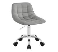 WOLTU Chaise Bureau Enfant, Tabouret Coiffeuse, Velours, Gris Clair | Tabouret avec Dossier, Chaise Pivotante, Réglable en Hauteur, Assise Rembourrée
