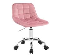 WOLTU Chaise Bureau Enfant, Tabouret Coiffeuse, Velours, Rose | Tabouret avec Dossier, Chaise Pivotante, Réglable en Hauteur, Assise Rembourrée