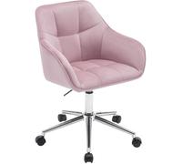 WOLTU Chaise Bureau Pivotante,Chaise Coiffeuse en Velours,Fauteuil Ergonomique Rembourré,Hauteur Réglable,Rose+ Argenté W0ATT0288