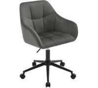 WOLTU Chaise Bureau Pivotante,Chaise Coiffeuse en Velours,Fauteuil Ergonomique Rembourré,Hauteur Réglable,Gris Foncé+Noir W0ATT0287